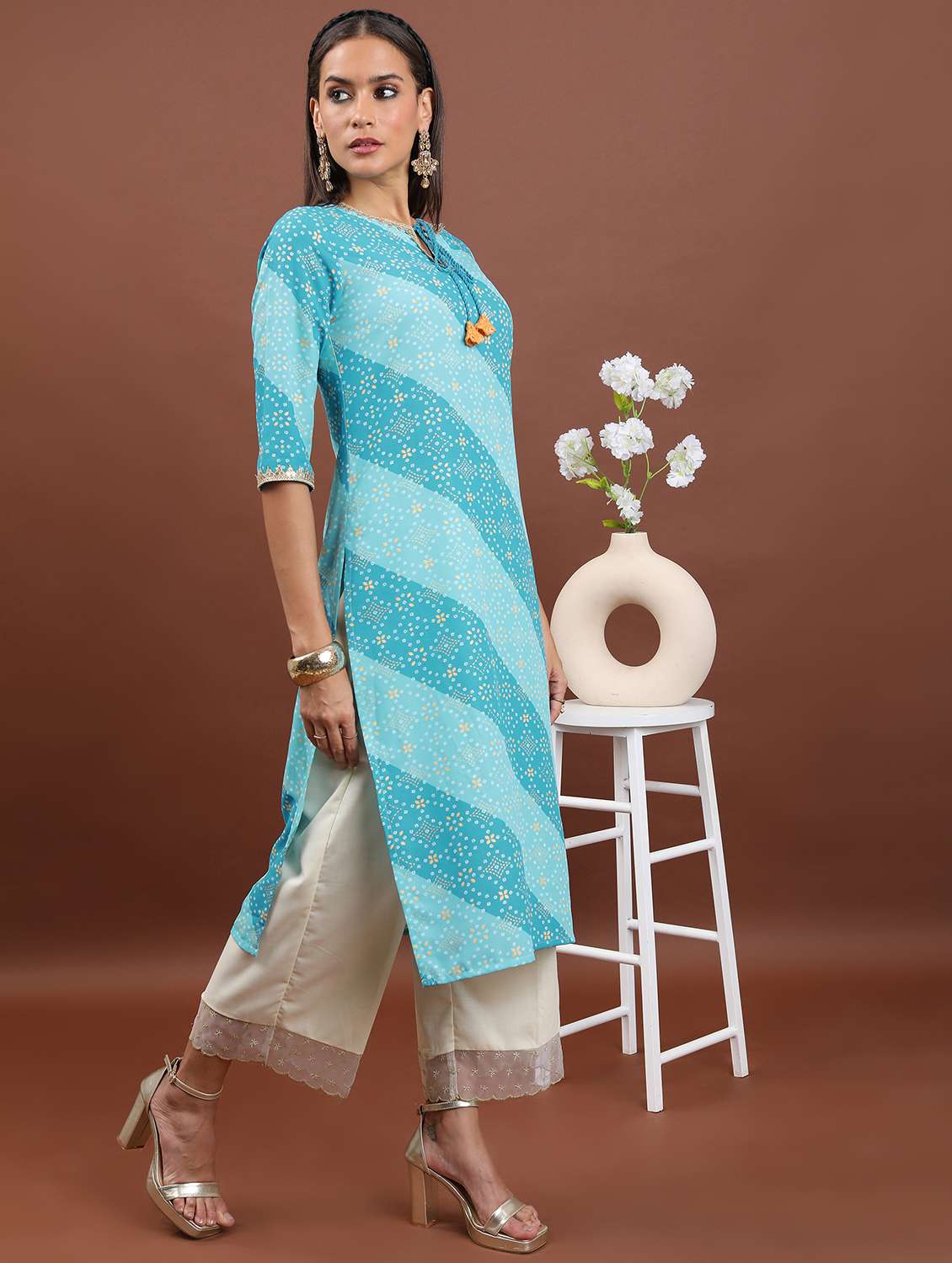 women printed kurta palazzo set with dupatta - 21486427 -  Standard Image - 1