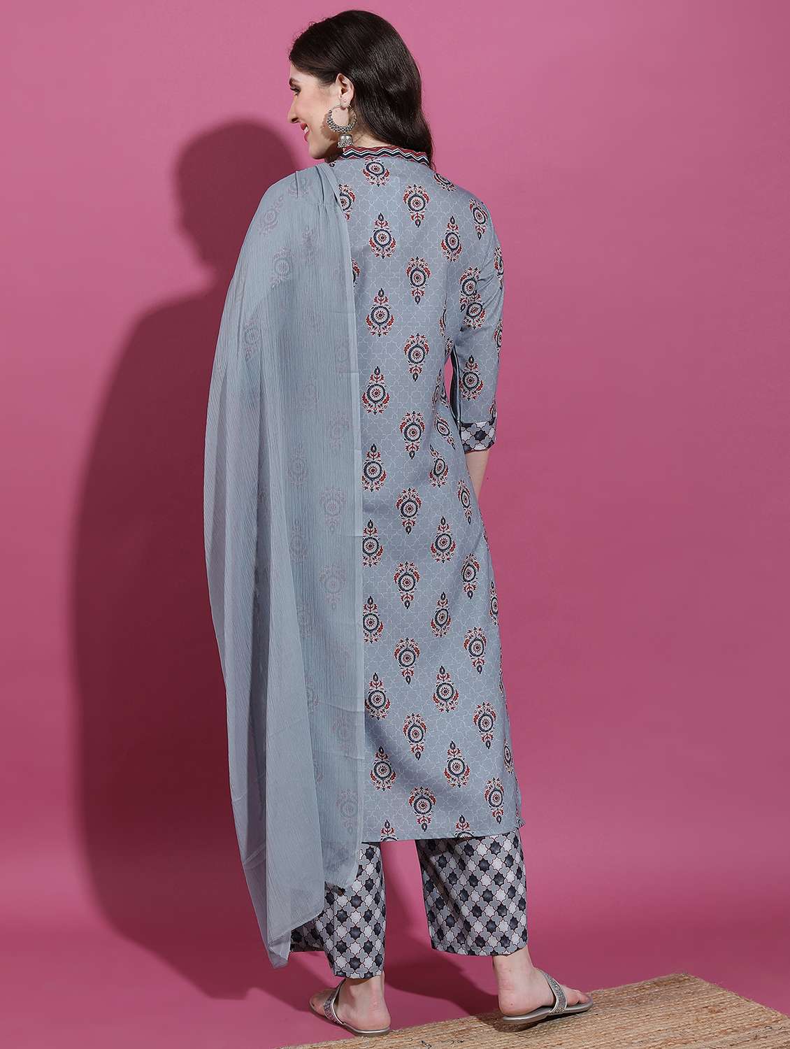women printed kurta palazzo set with dupatta - 21486442 - Standard Image - 1