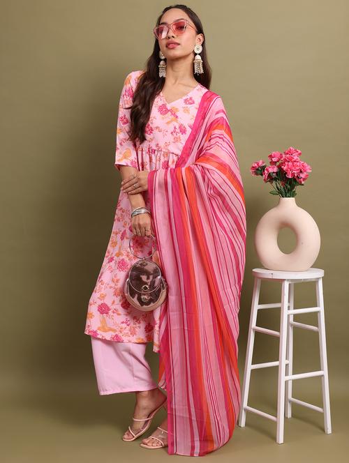 women floral printed kurta palazzo set with dupatta - 21486446 - Standard Image - 0