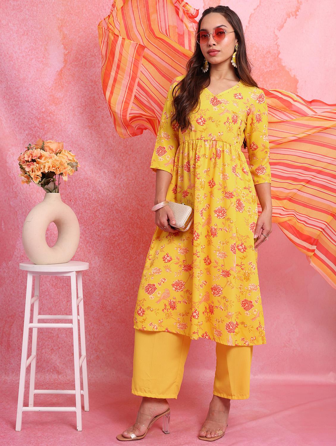 women flora printed kurta palazzo set with dupatta - 21486447 -  Zoom Image - 0
