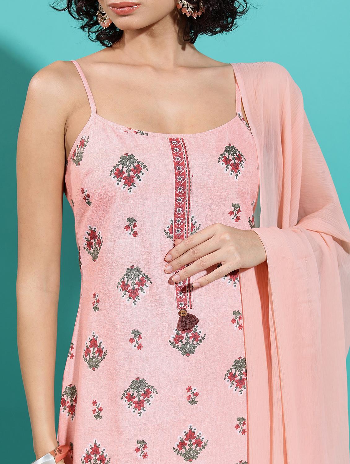 women floral kurta palazzo set with dupatta - 21486448 - Standard Image - 4