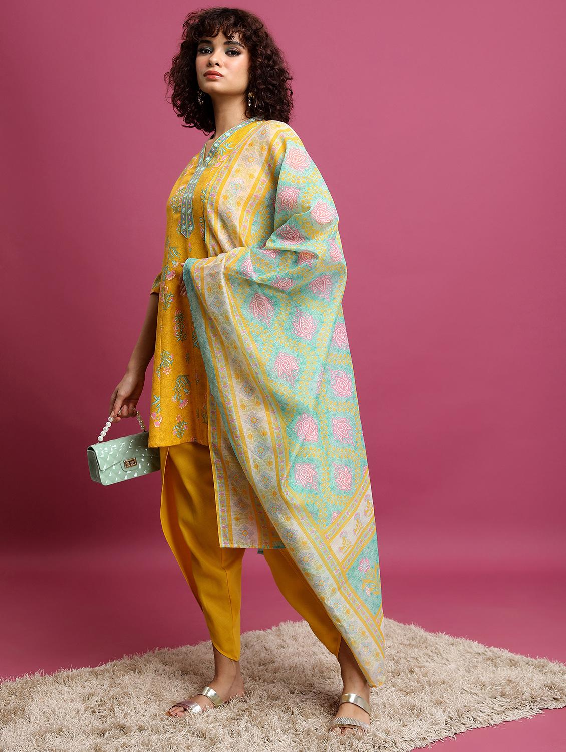 women floral dhoti kurta set with dupatta - 21486459 - Standard Image - 1