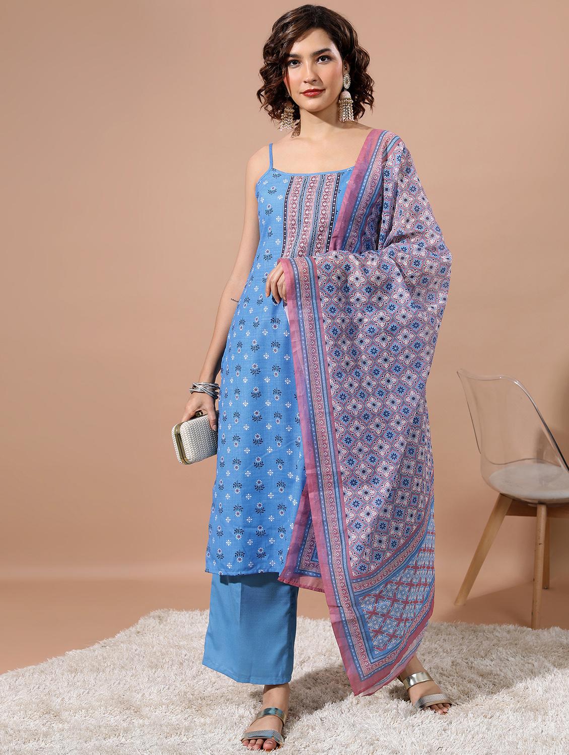 women floral kurta palazzo set with dupatta - 21486472 - Zoom Image - 0