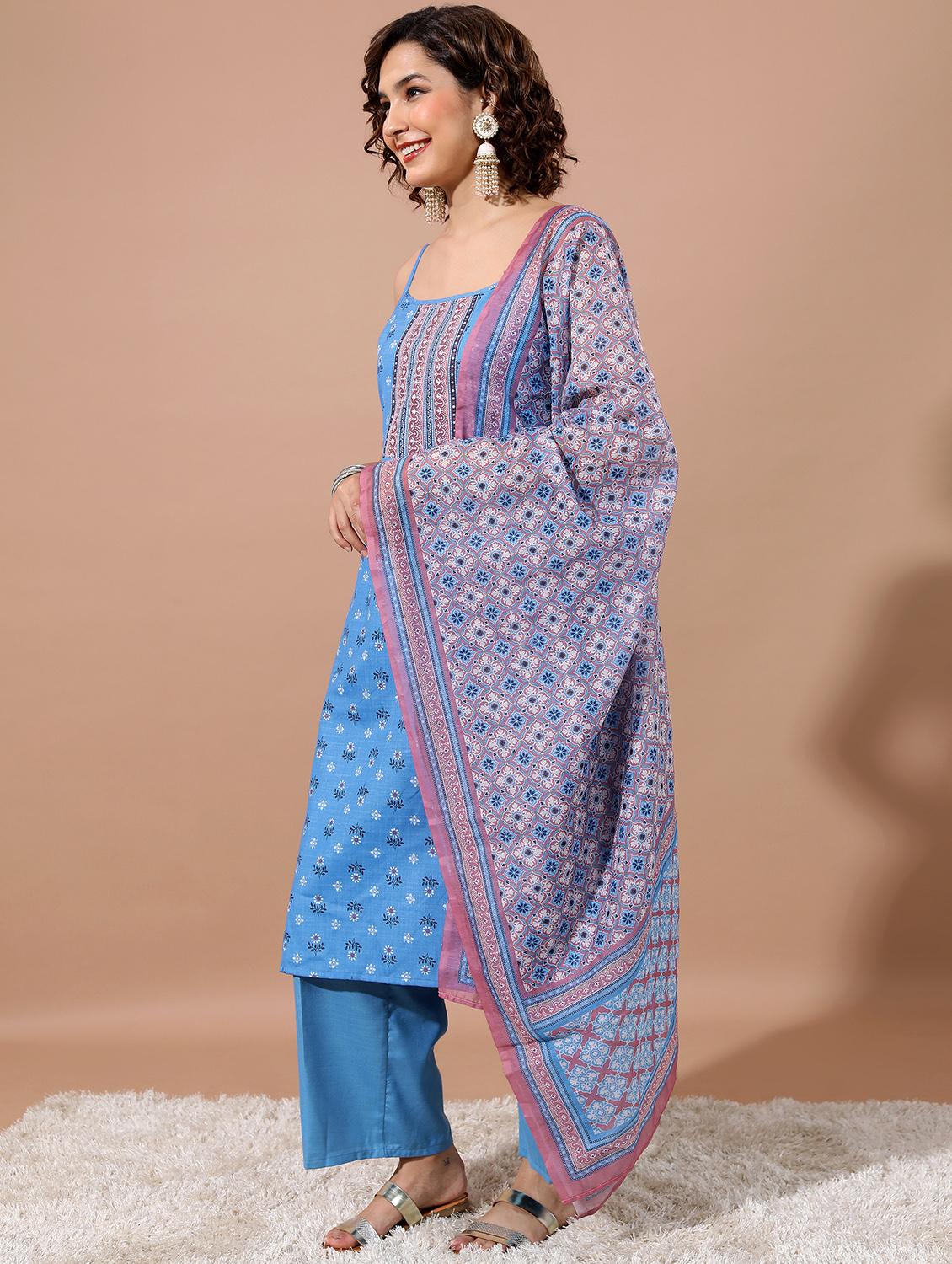 women floral kurta palazzo set with dupatta - 21486472 -  Standard Image - 1