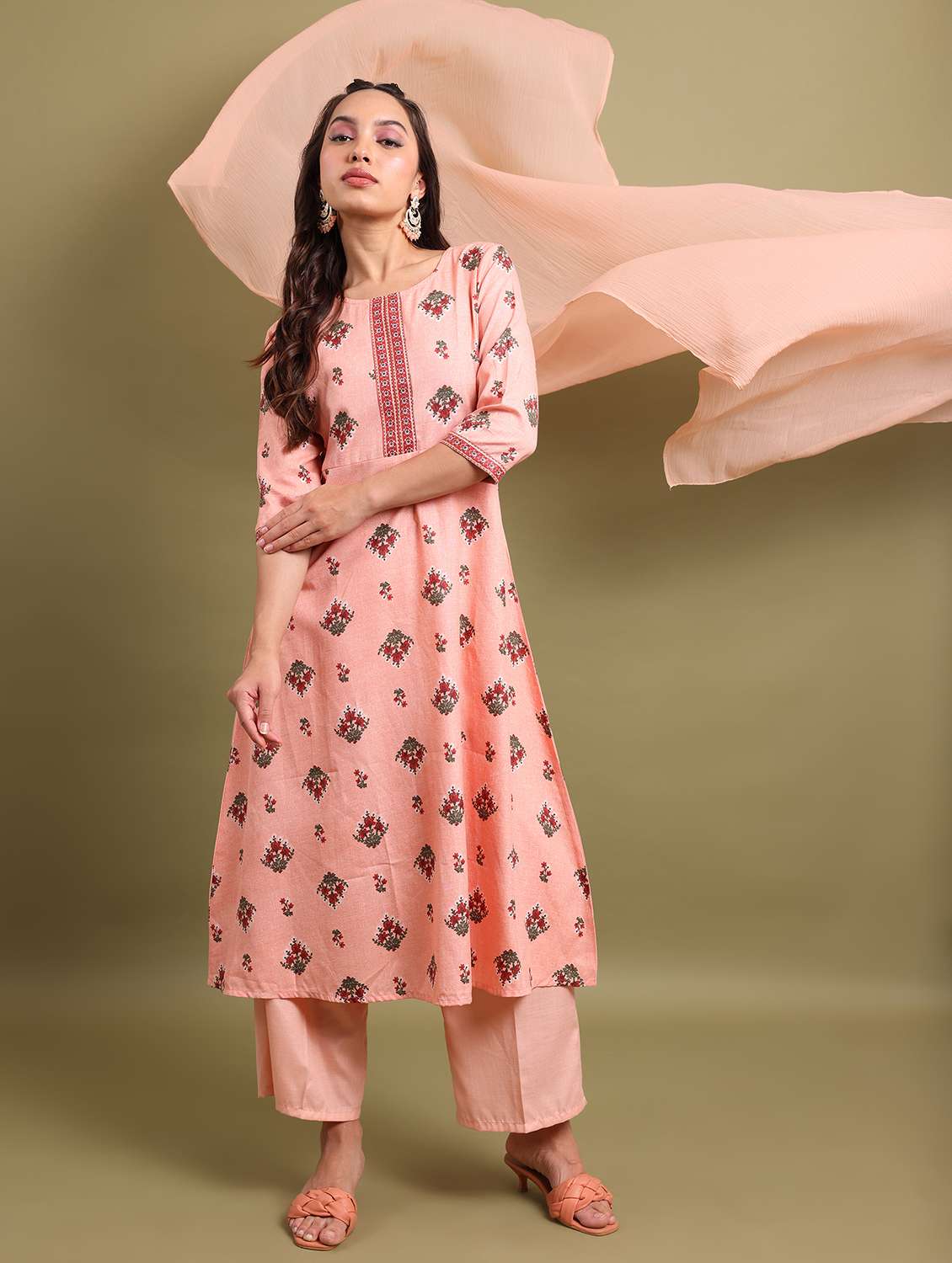 women kurta palazzo set with dupatta