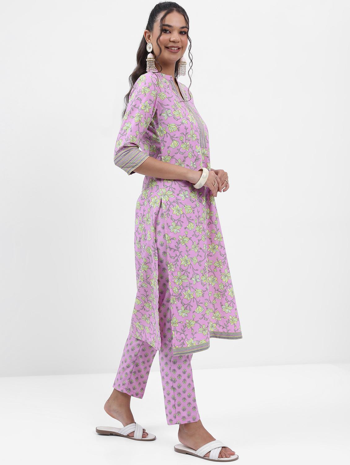 women lavender kurta pant set with dupatta - 21486504 - Standard Image - 1