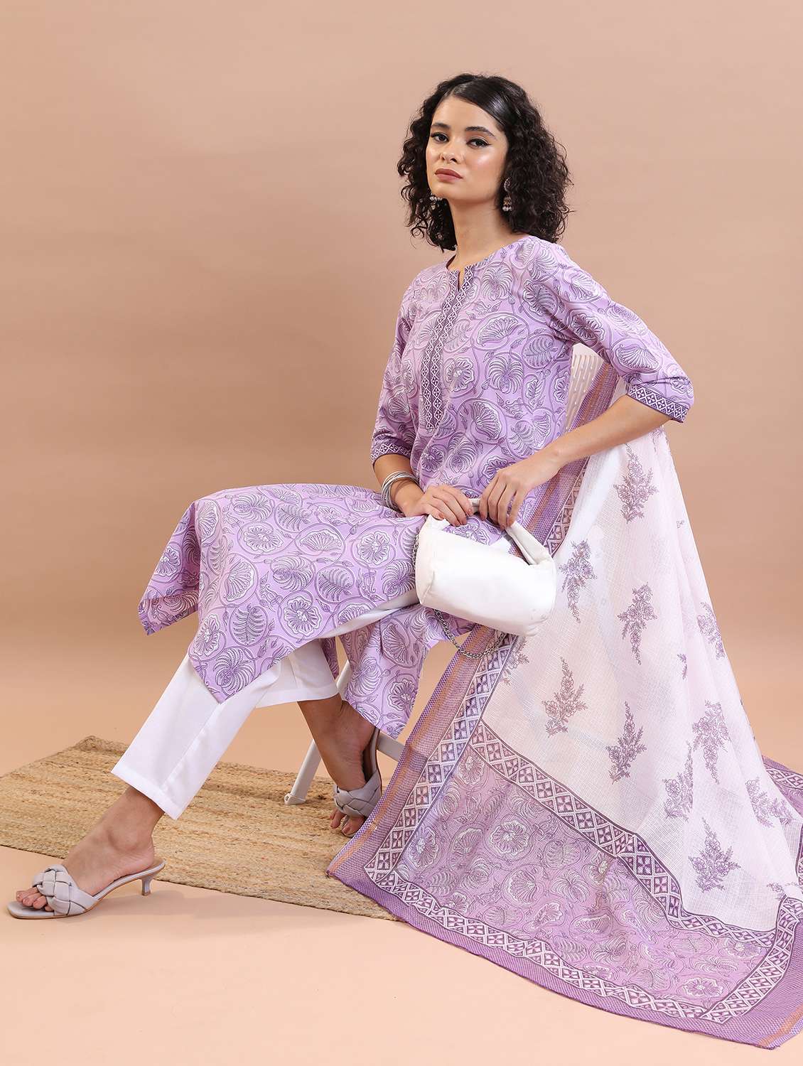 women printed kurta pant set with dupatta - 21486511 -  Standard Image - 1