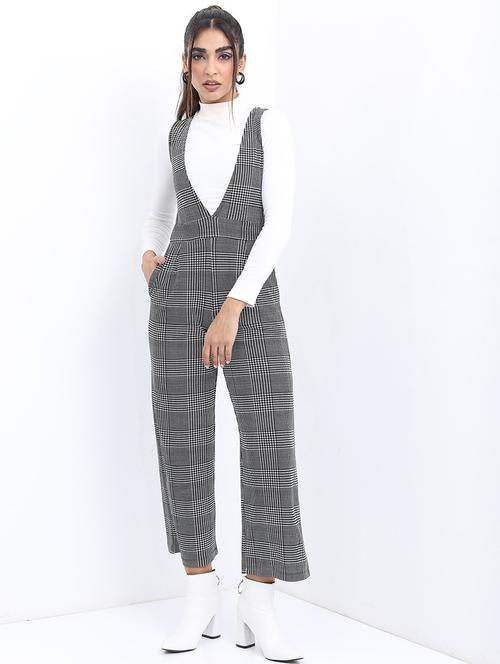 women grey cotton blend full leg jumpsuit - 21486564 - Standard Image - 0