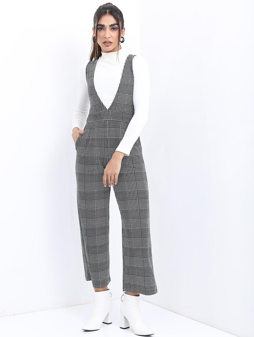women grey cotton blend full leg jumpsuit - 21486564 - Zoom Image - 0