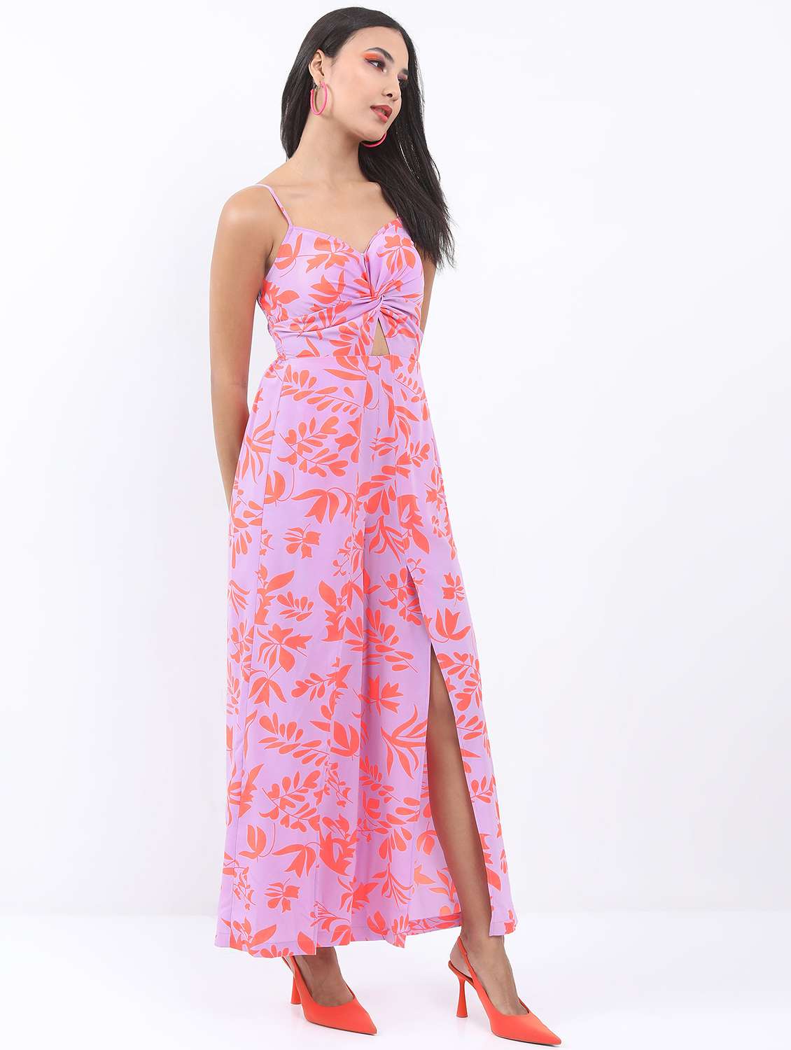 women lavender cotton blend full leg jumpsuit - 21486572 - Standard Image - 1