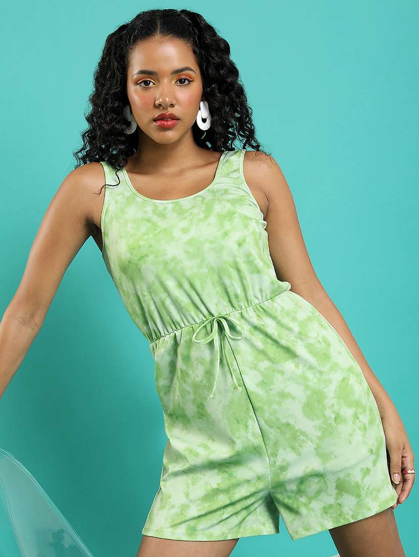 women green cotton blend romper