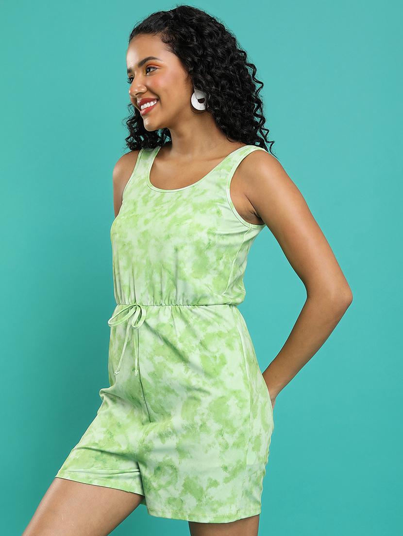 women green cotton blend romper - 21486593 - Standard Image - 1