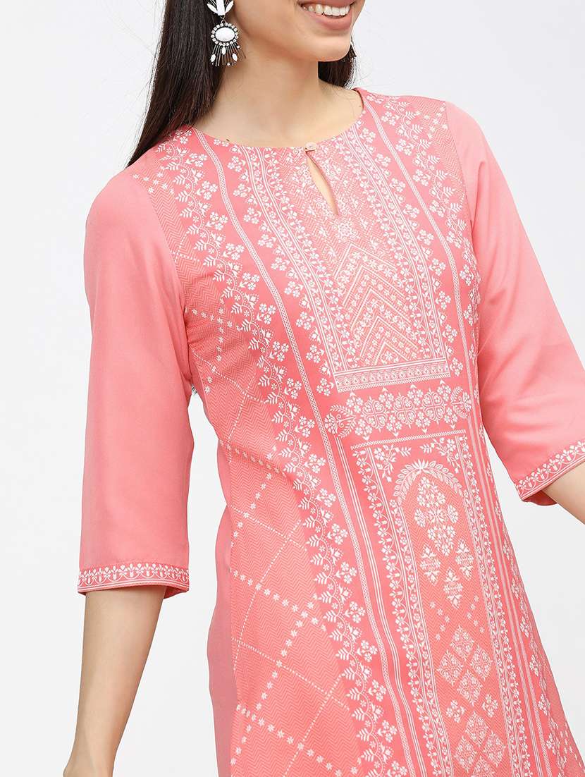 women three quarter sleeve printed a-line kurta - 21486611 -  Standard Image - 4