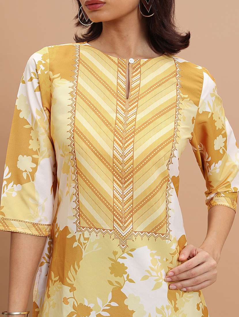 women three quarter sleeve printed a-line kurta - 21486624 -  Standard Image - 4
