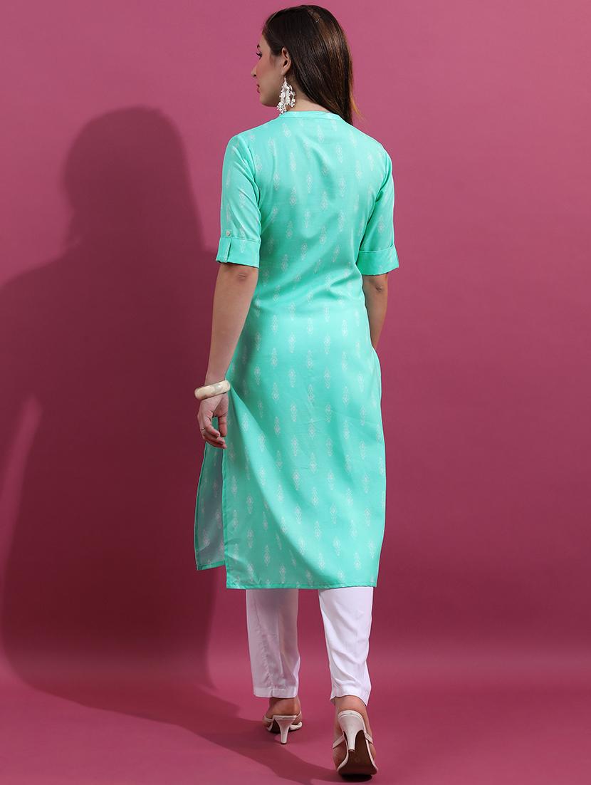 blue solid a-line kurta - 21486635 - Standard Image - 1