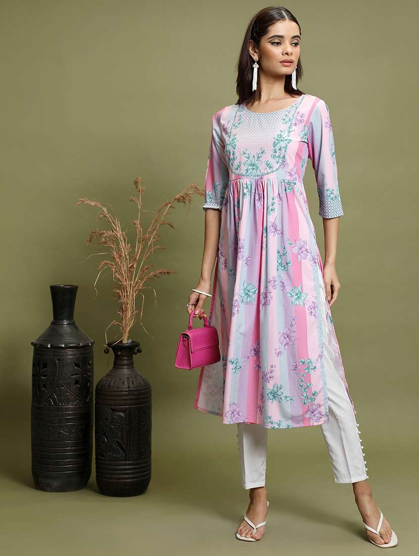 multicolored floral printed a-line kurta - 21486638 -  Standard Image - 1