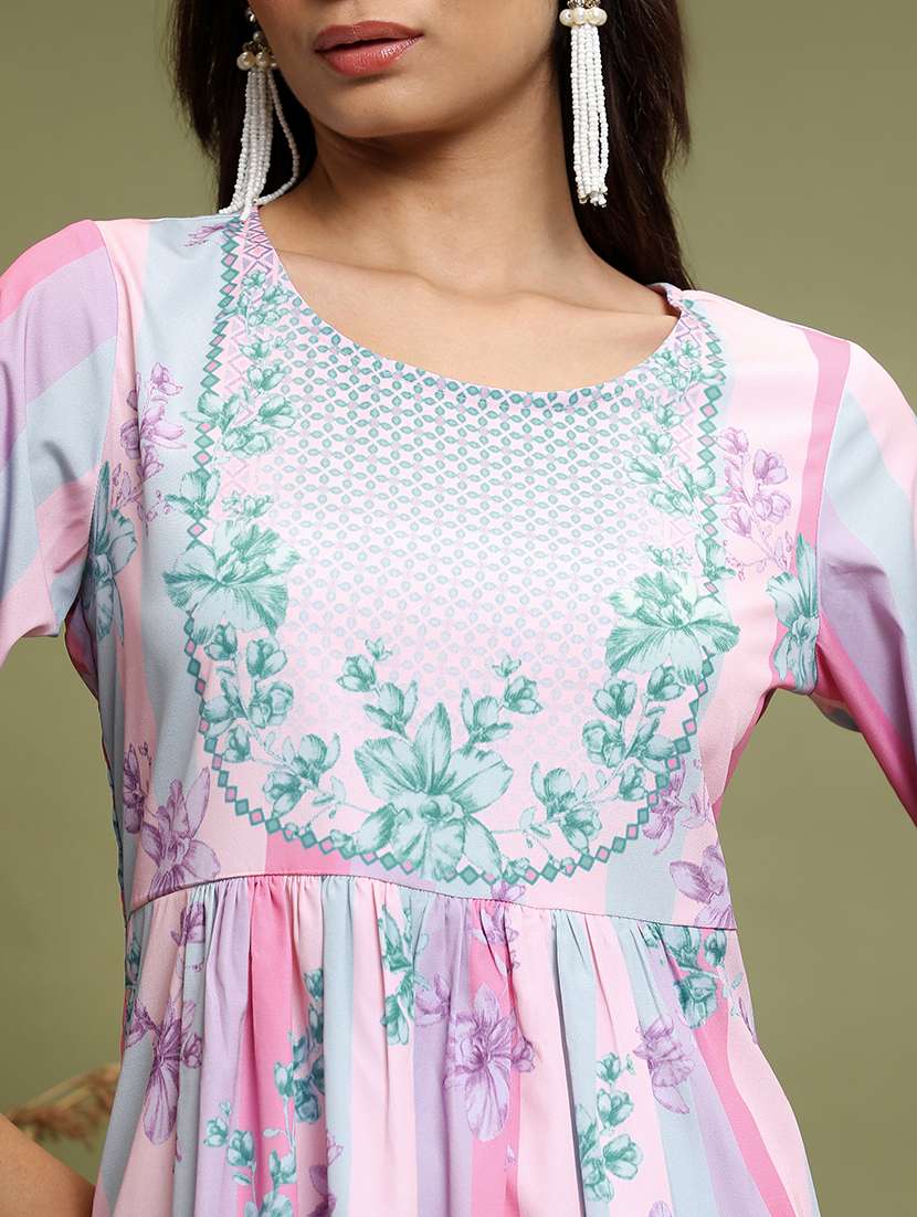 multicolored floral printed a-line kurta - 21486638 -  Standard Image - 4