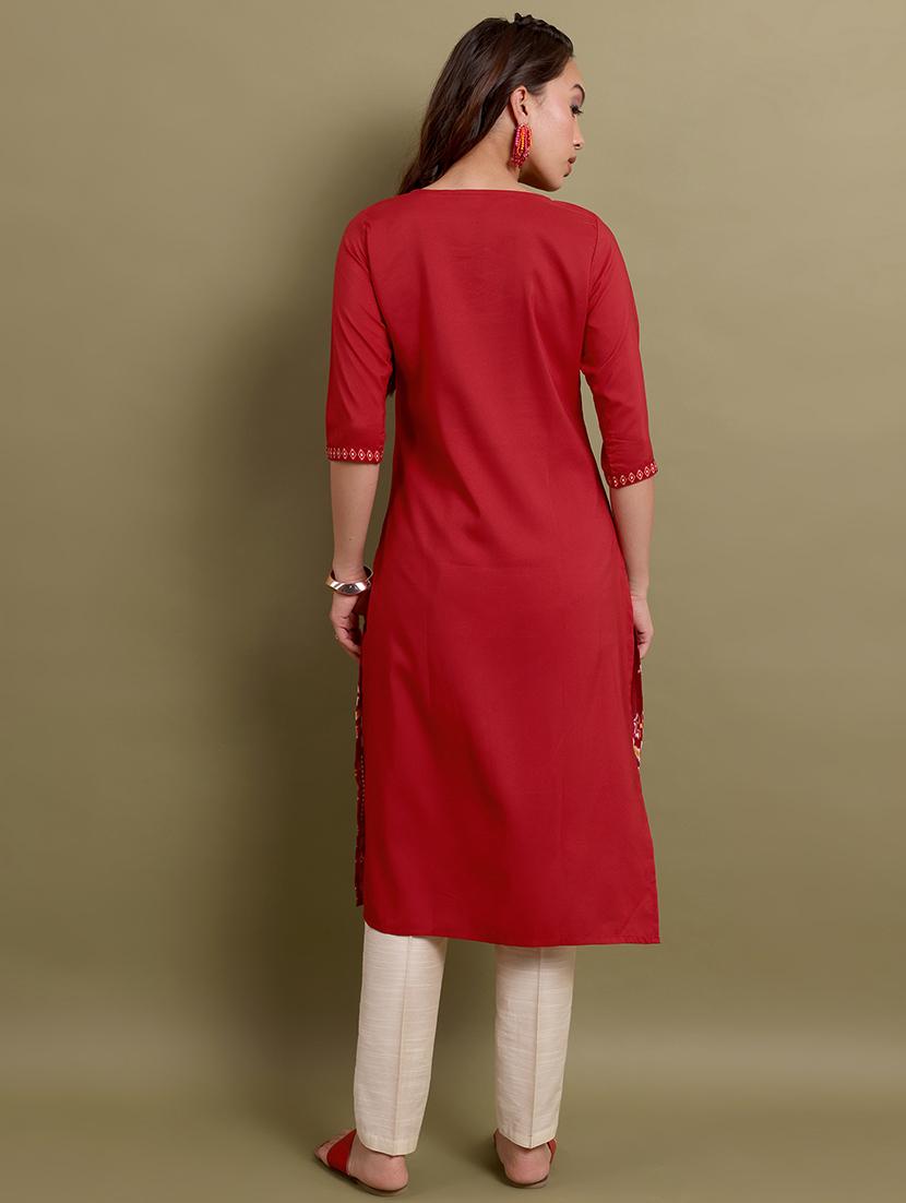 women three quarter sleeve printed a-line kurta - 21486640 -  Standard Image - 1