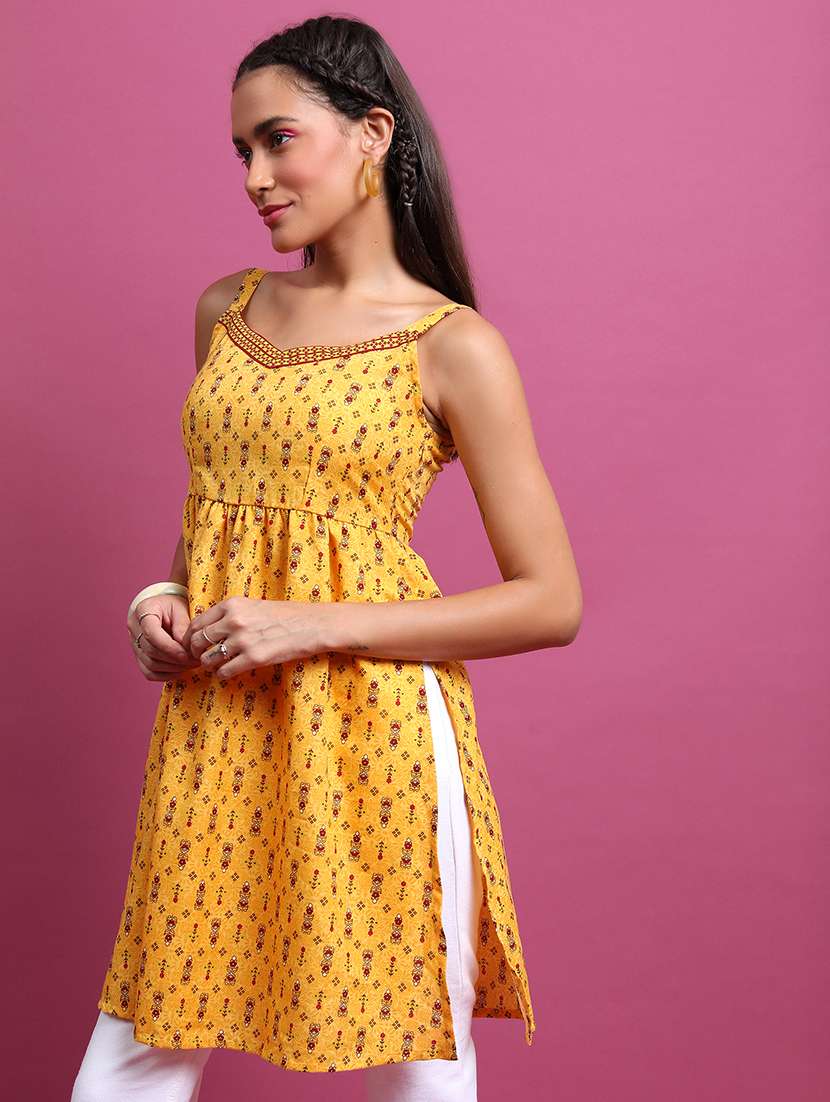women yellow printed flared kurta - 21486641 -  Standard Image - 1
