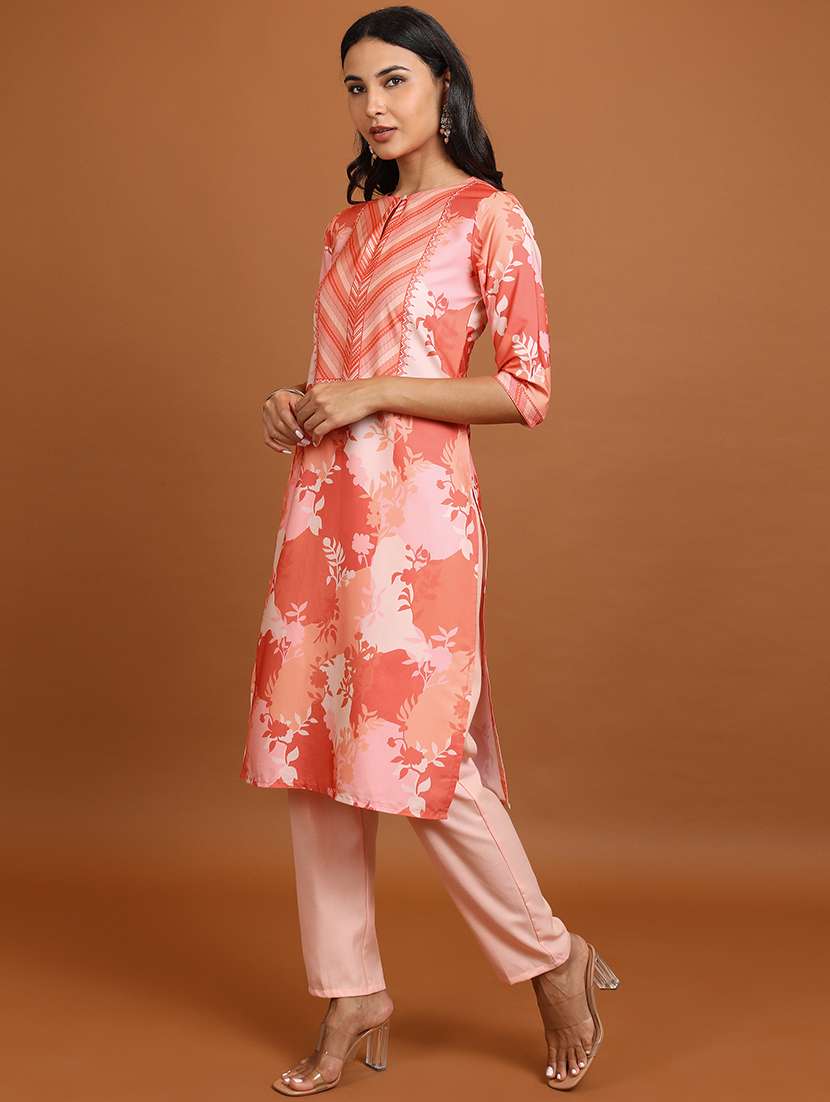 women three quarter sleeve printed a-line kurta - 21486650 -  Standard Image - 1