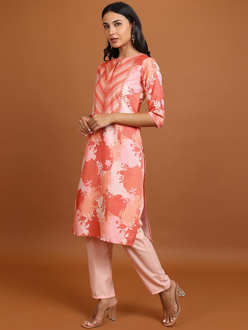 women three quarter sleeve printed a-line kurta - 21486656 -  Standard Image - 1