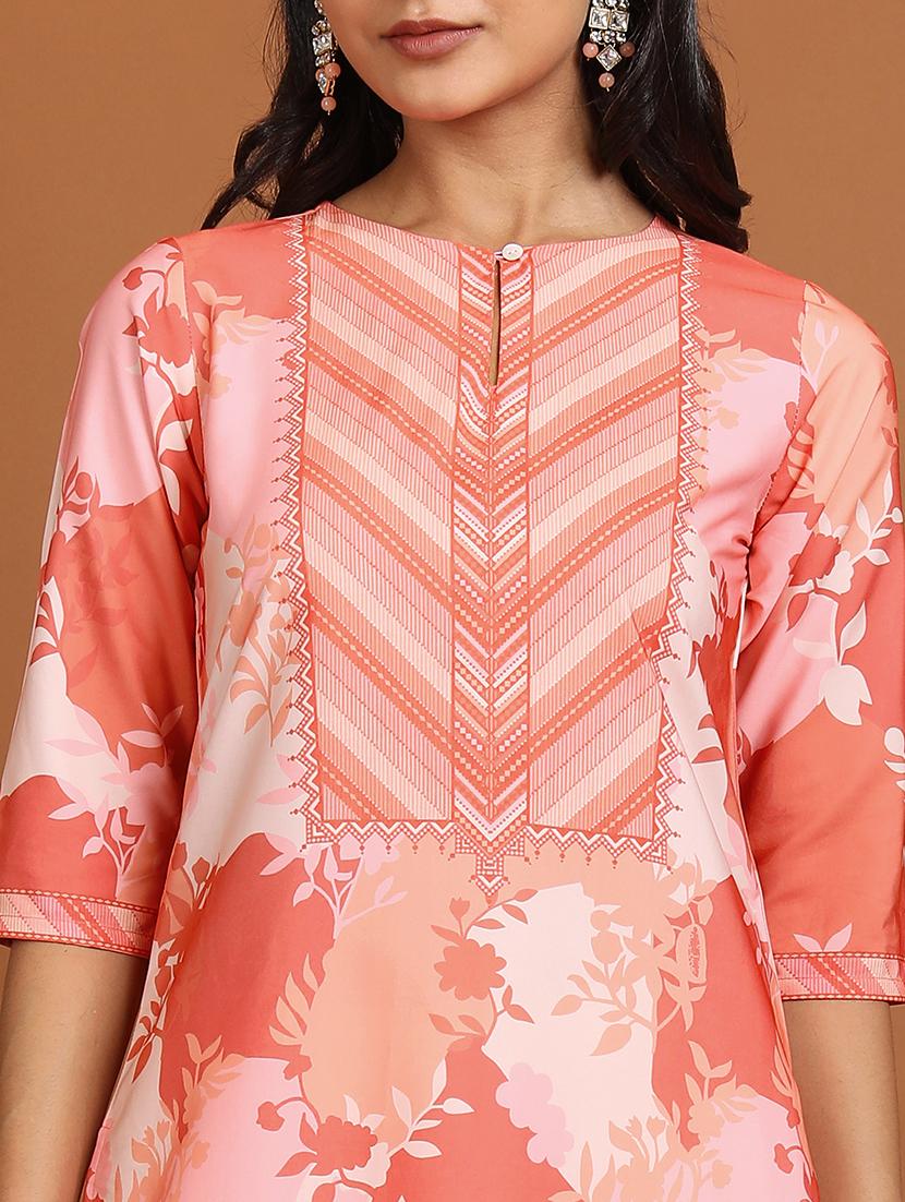 women three quarter sleeve printed a-line kurta - 21486656 - Standard Image - 4