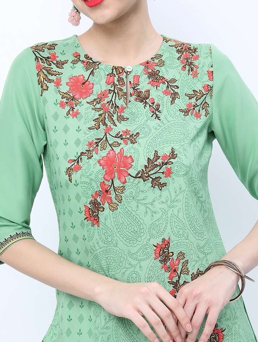 women three quarter sleeve printed a-line kurta - 21486661 -  Standard Image - 4