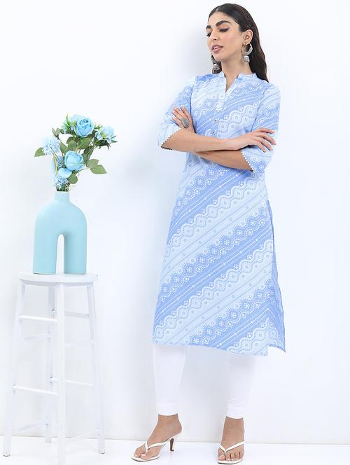 women three quarter sleeve printed a-line kurta - 21486670 - Standard Image - 0