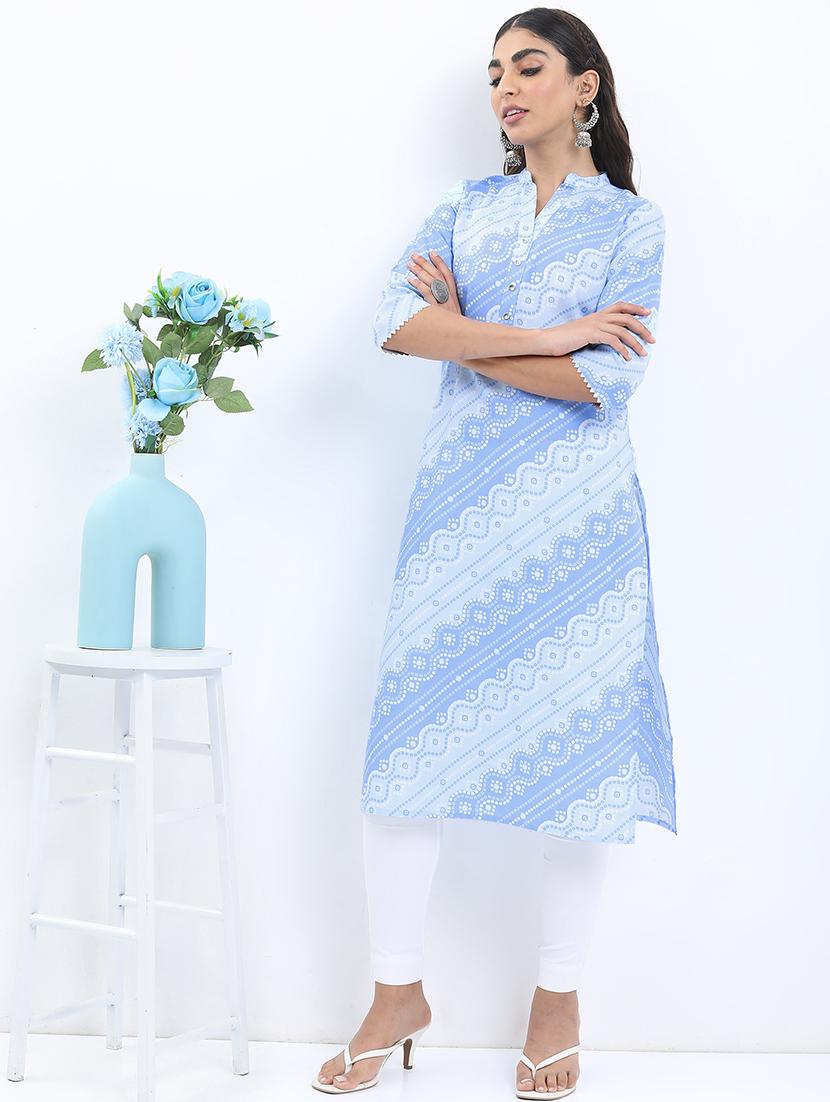 women three quarter sleeve printed a-line kurta - 21486670 - Zoom Image - 0
