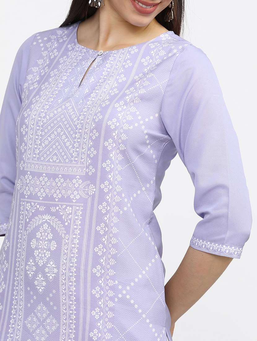 women three quarter sleeve printed a-line kurta - 21486679 -  Standard Image - 4