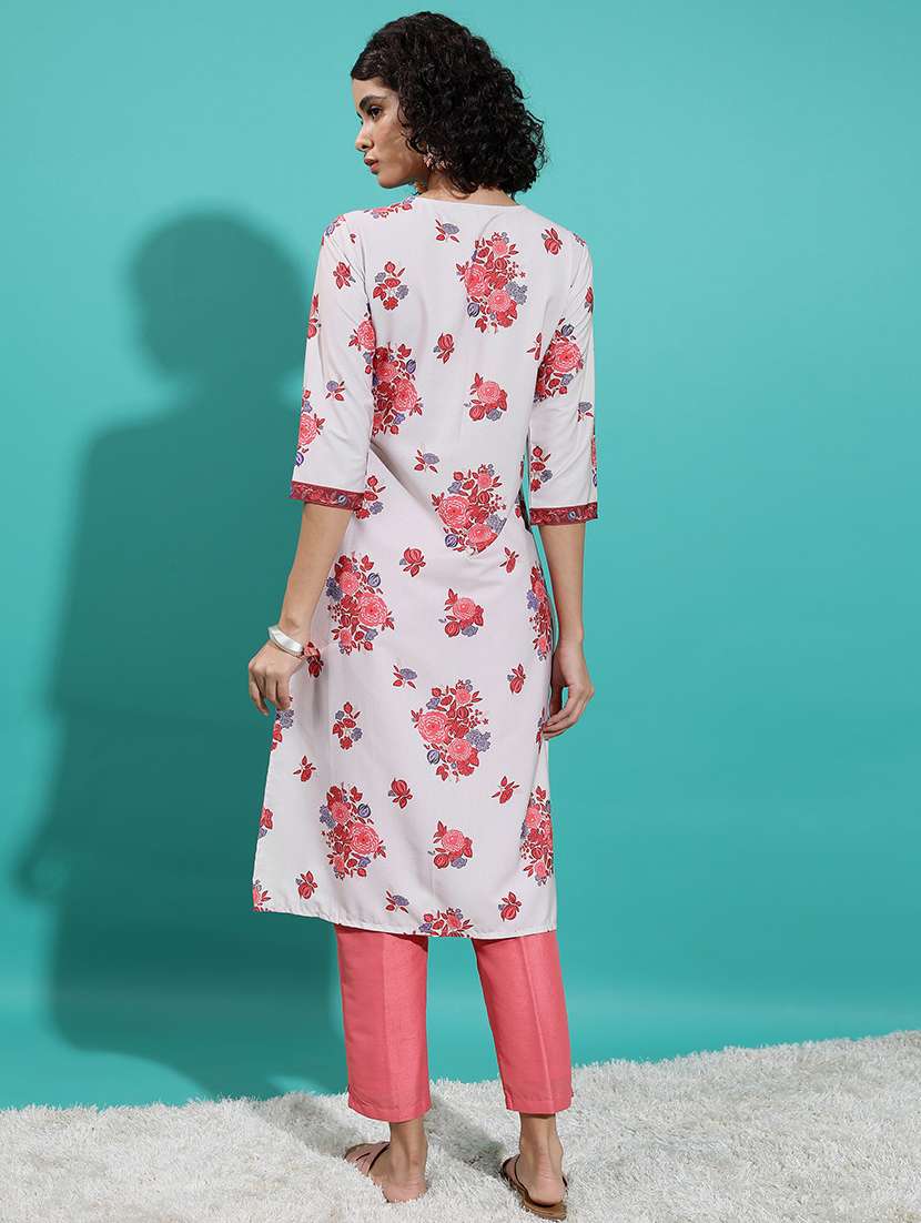 women three quarter sleeve printed a-line kurta - 21486684 -  Standard Image - 1