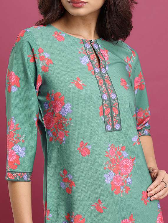 women three quarter sleeve printed a-line kurta - 21486690 -  Standard Image - 4