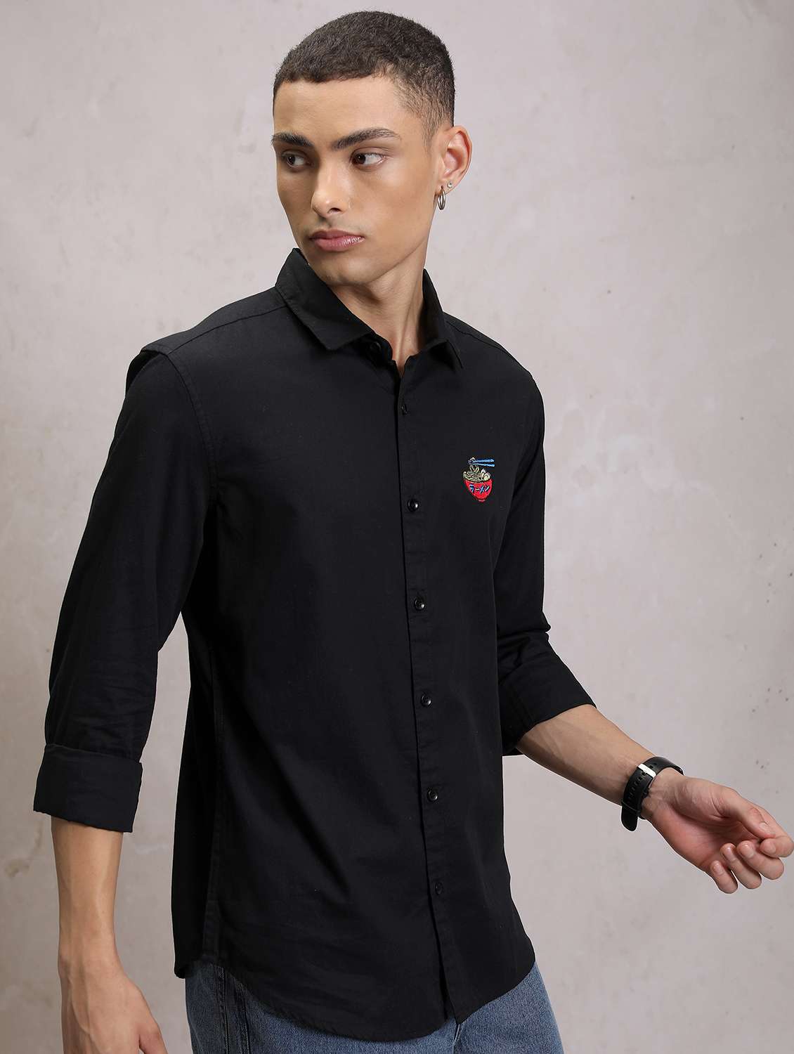 men collared placement printed casual shirt - 21486704 -  Standard Image - 1