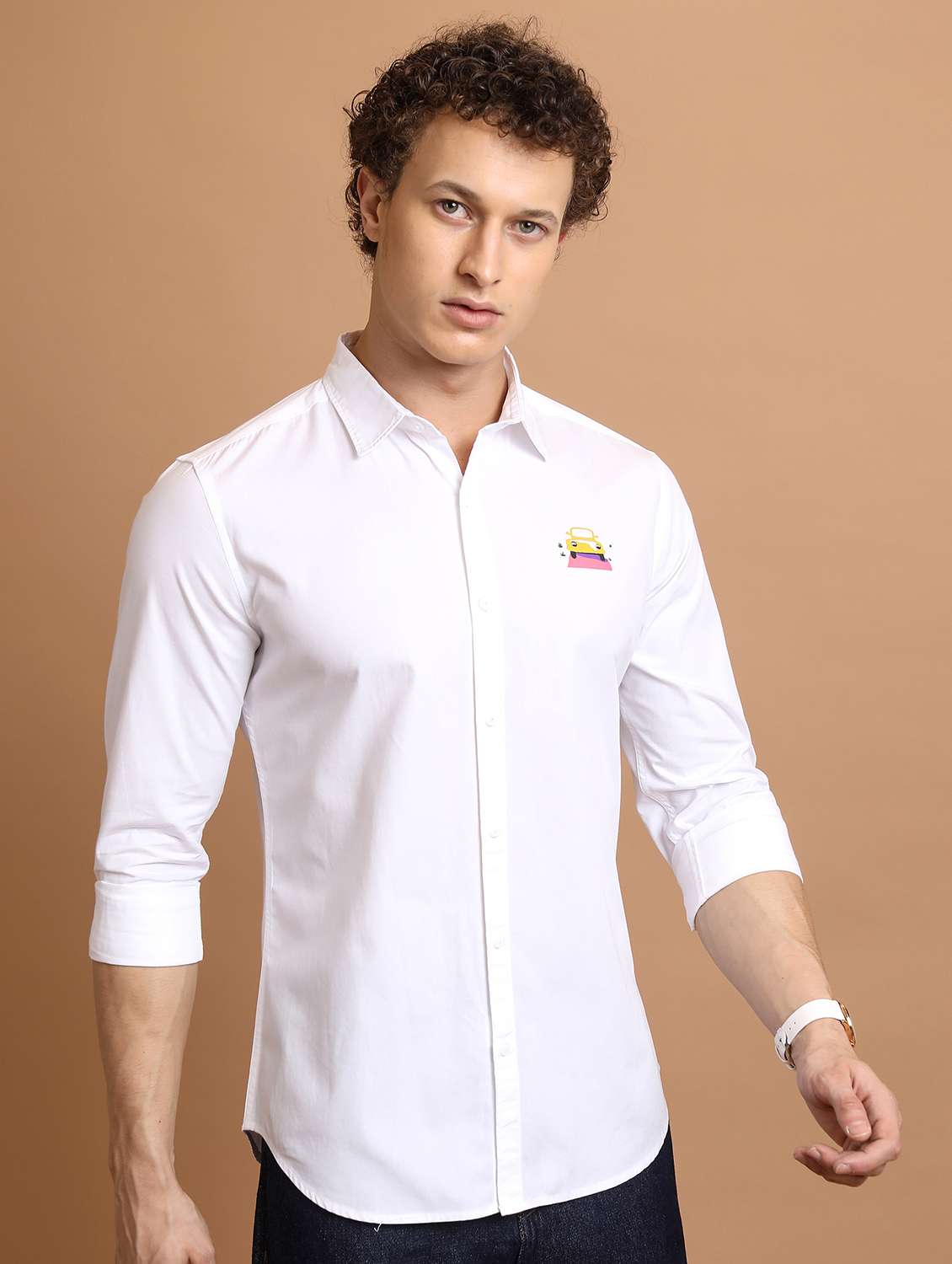 men collared graphic printed casual shirt - 21486708 -  Standard Image - 1