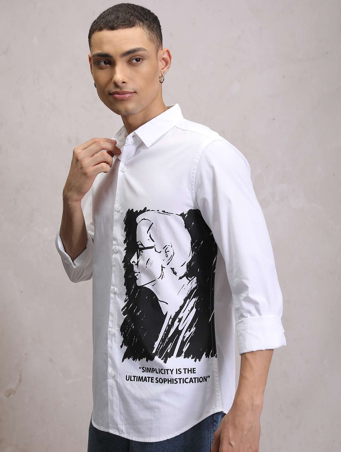 men collared graphic printed casual shirt - 21486710 -  Standard Image - 1