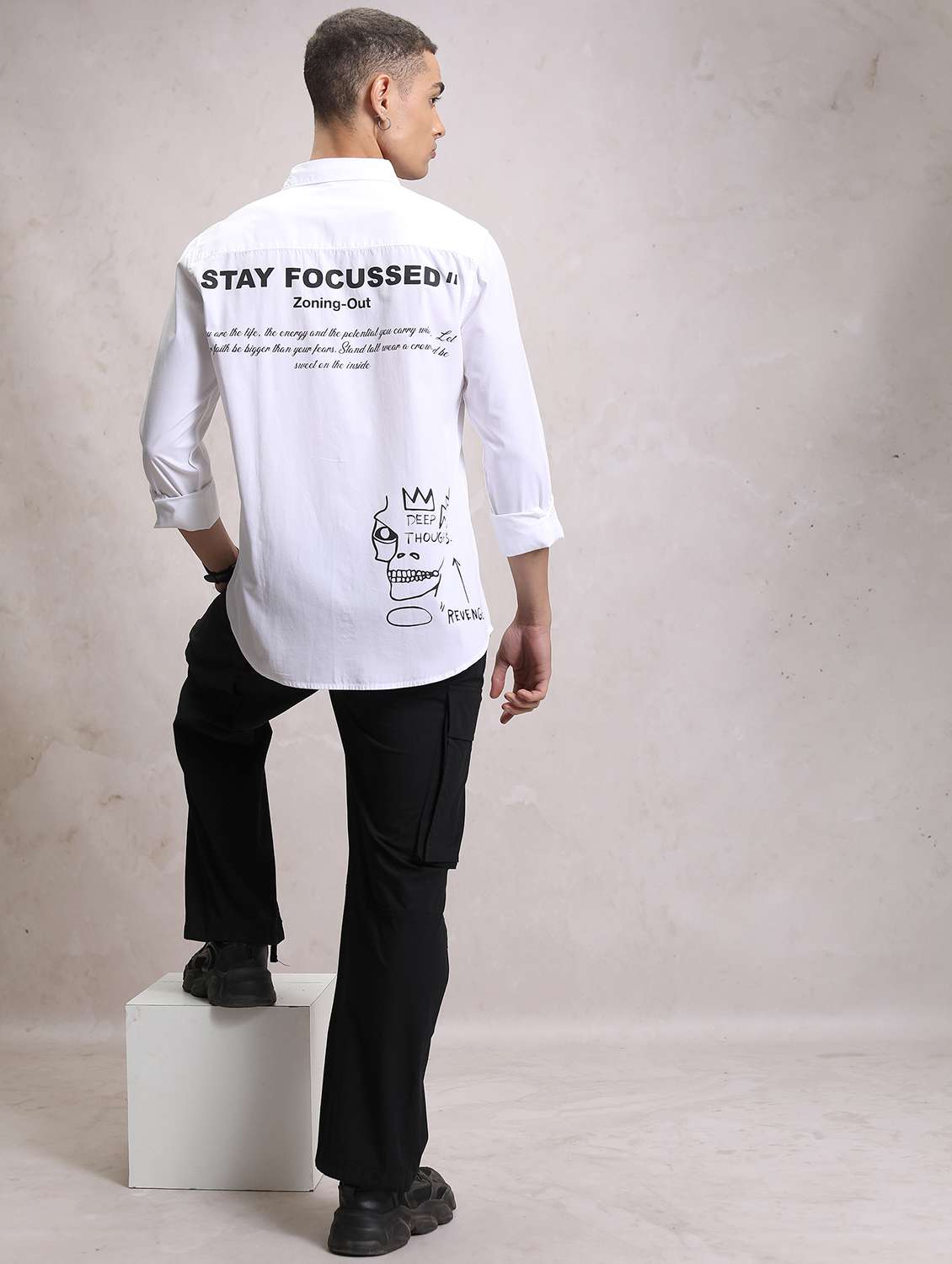 men collared typographic printed casual shirt - 21486712 - Standard Image - 4