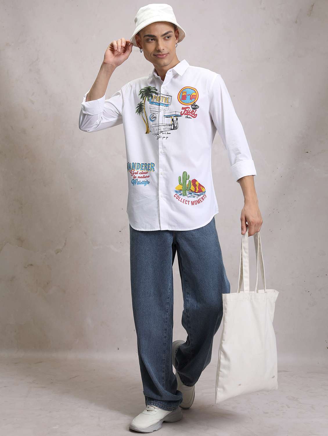 men collared graphic printed casual shirt - 21486713 -  Standard Image - 4