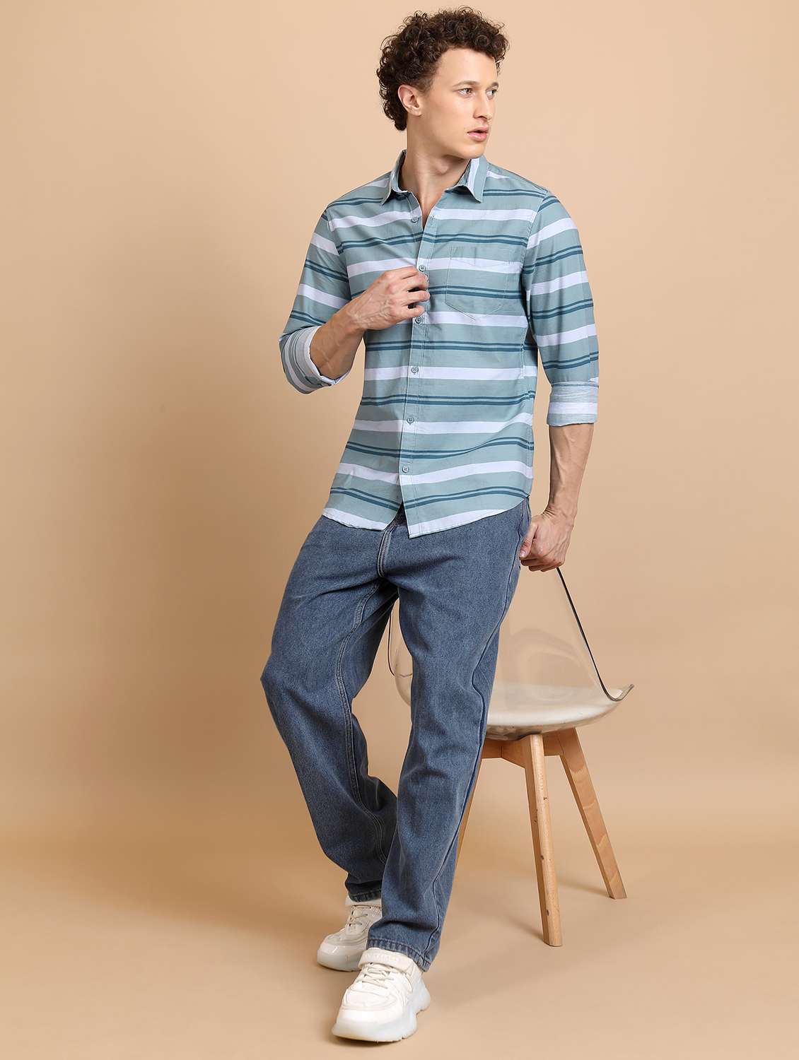 men collared stripes casual shirt - 21486725 -  Standard Image - 4