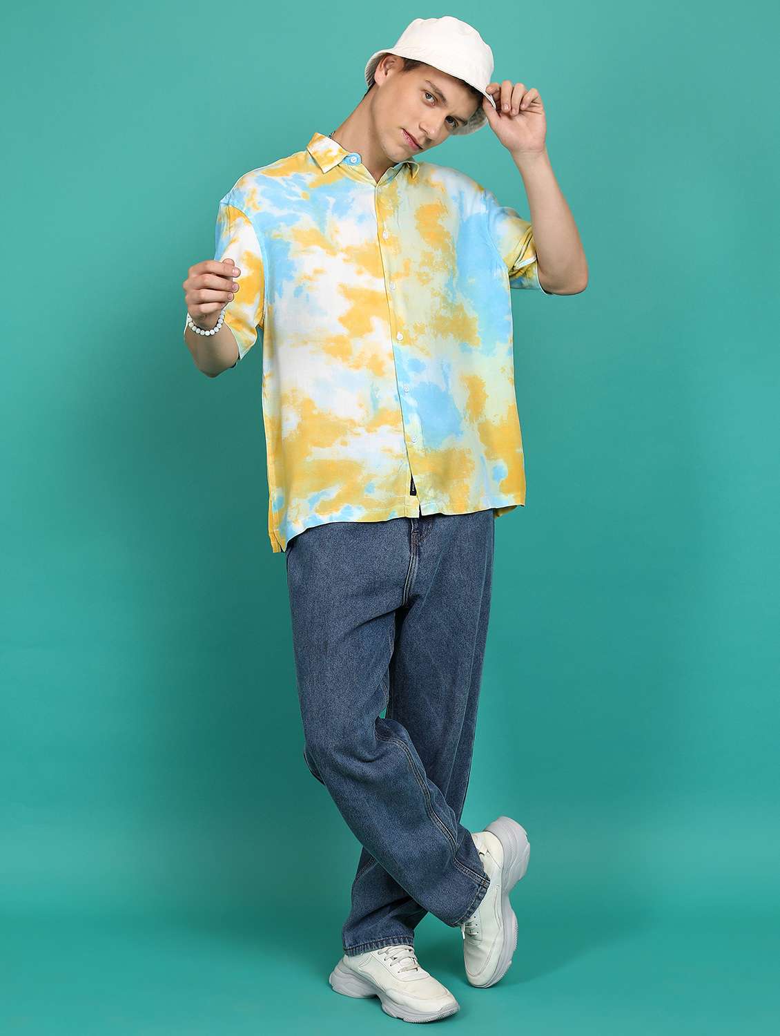 men collared tie & dye casual shirt - 21486732 -  Standard Image - 4