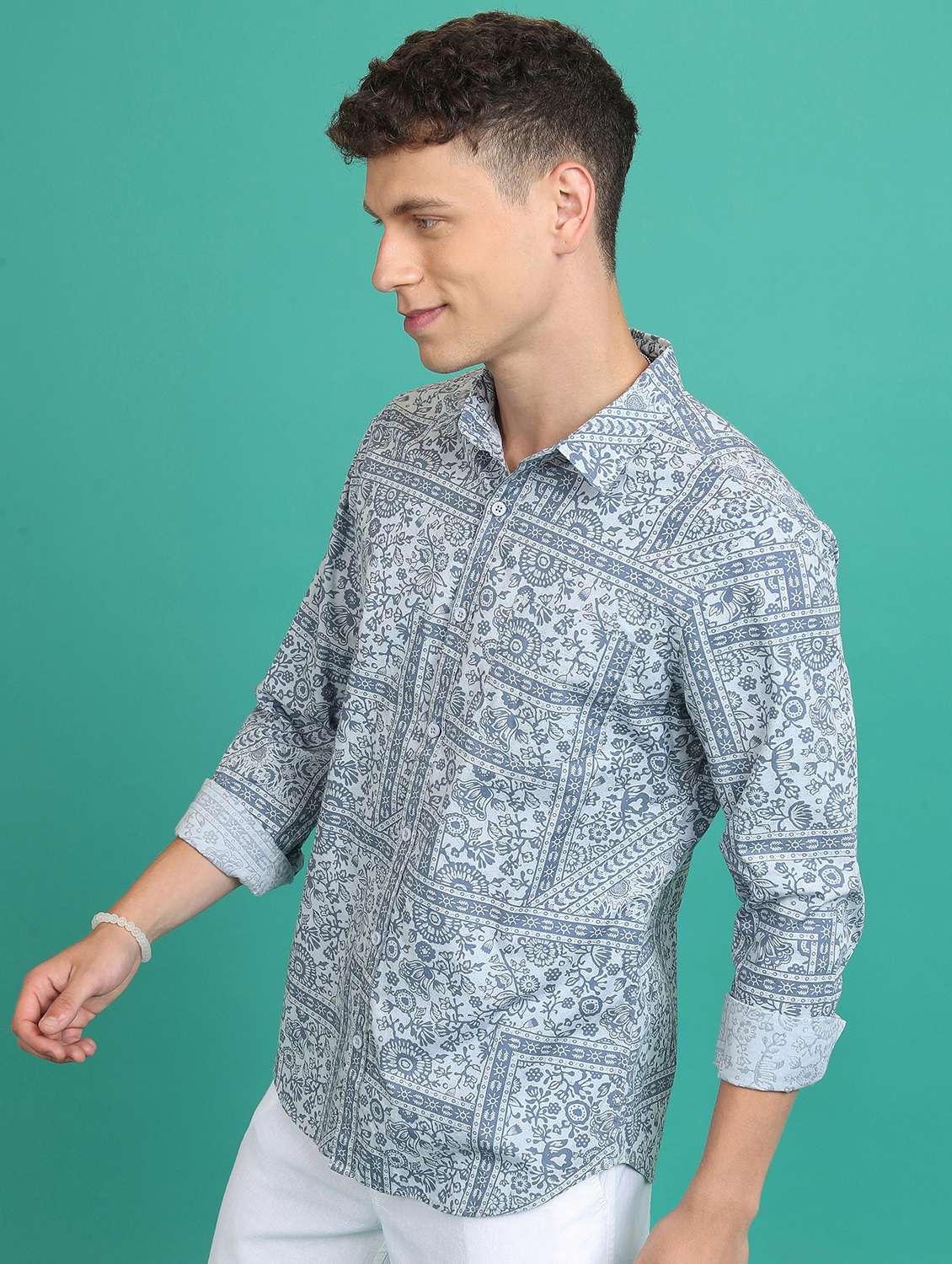 men collared graphic printed casual shirt - 21486734 -  Standard Image - 1