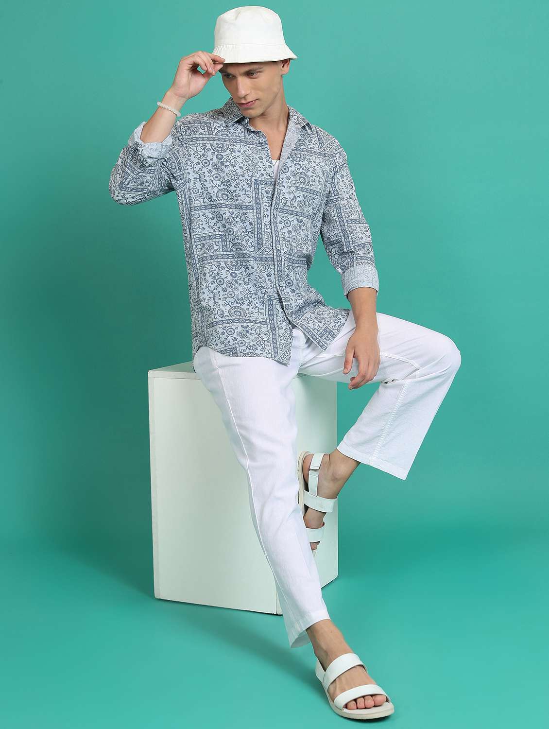 men collared graphic printed casual shirt - 21486734 -  Standard Image - 4