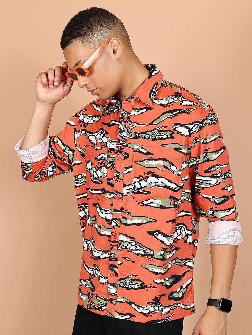 men collared printed casual shirt - 21486735 -  Standard Image - 1