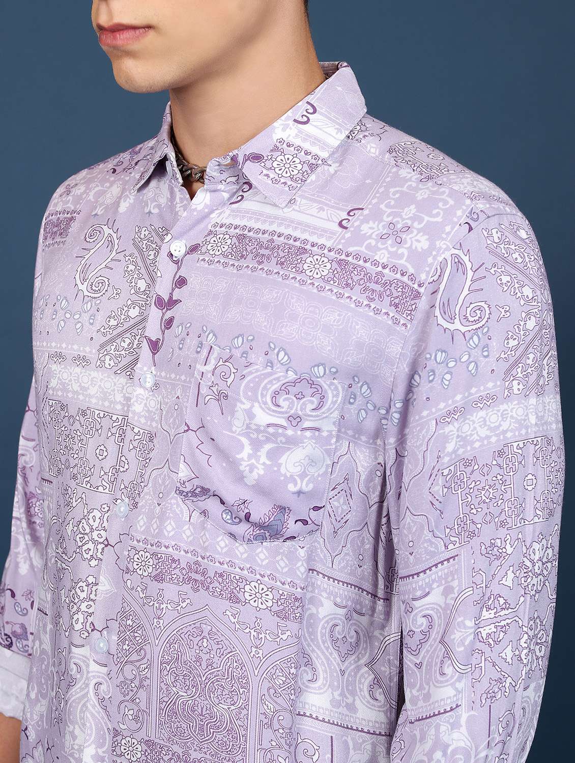 men collared printed casual shirt - 21486744 - Standard Image - 4