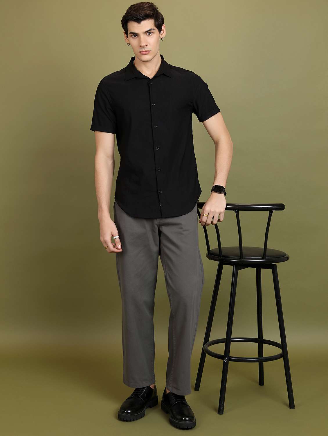 men solid checks casual shirt - 21486751 - Standard Image - 4