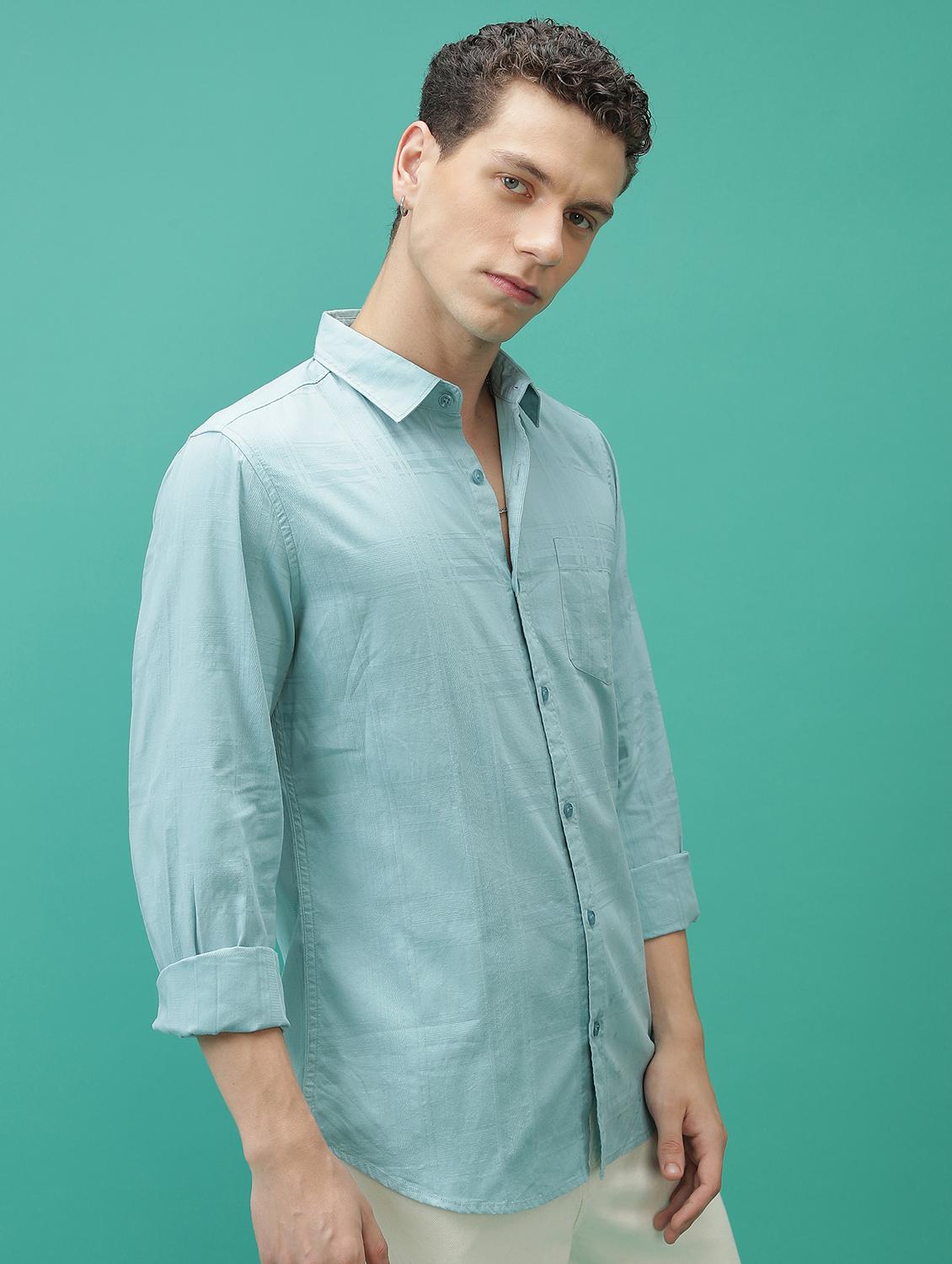 men solid checks casual shirt - 21486756 - Standard Image - 1