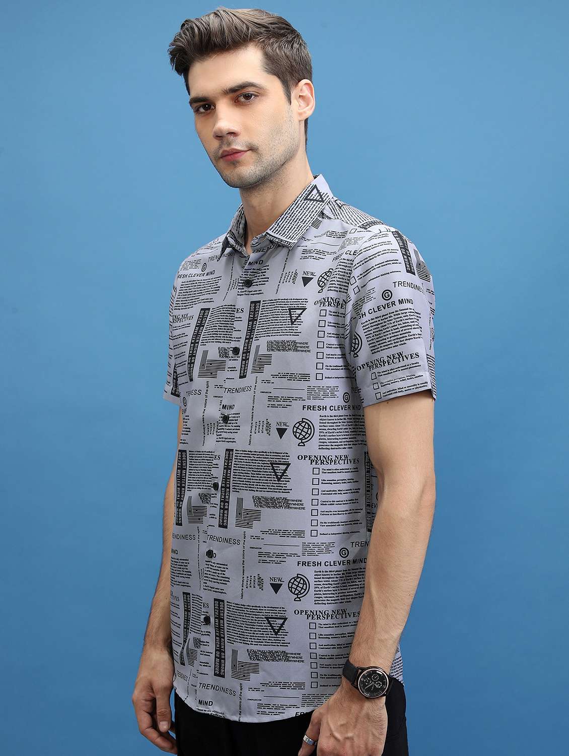 men collared printed casual shirt - 21486762 -  Standard Image - 1
