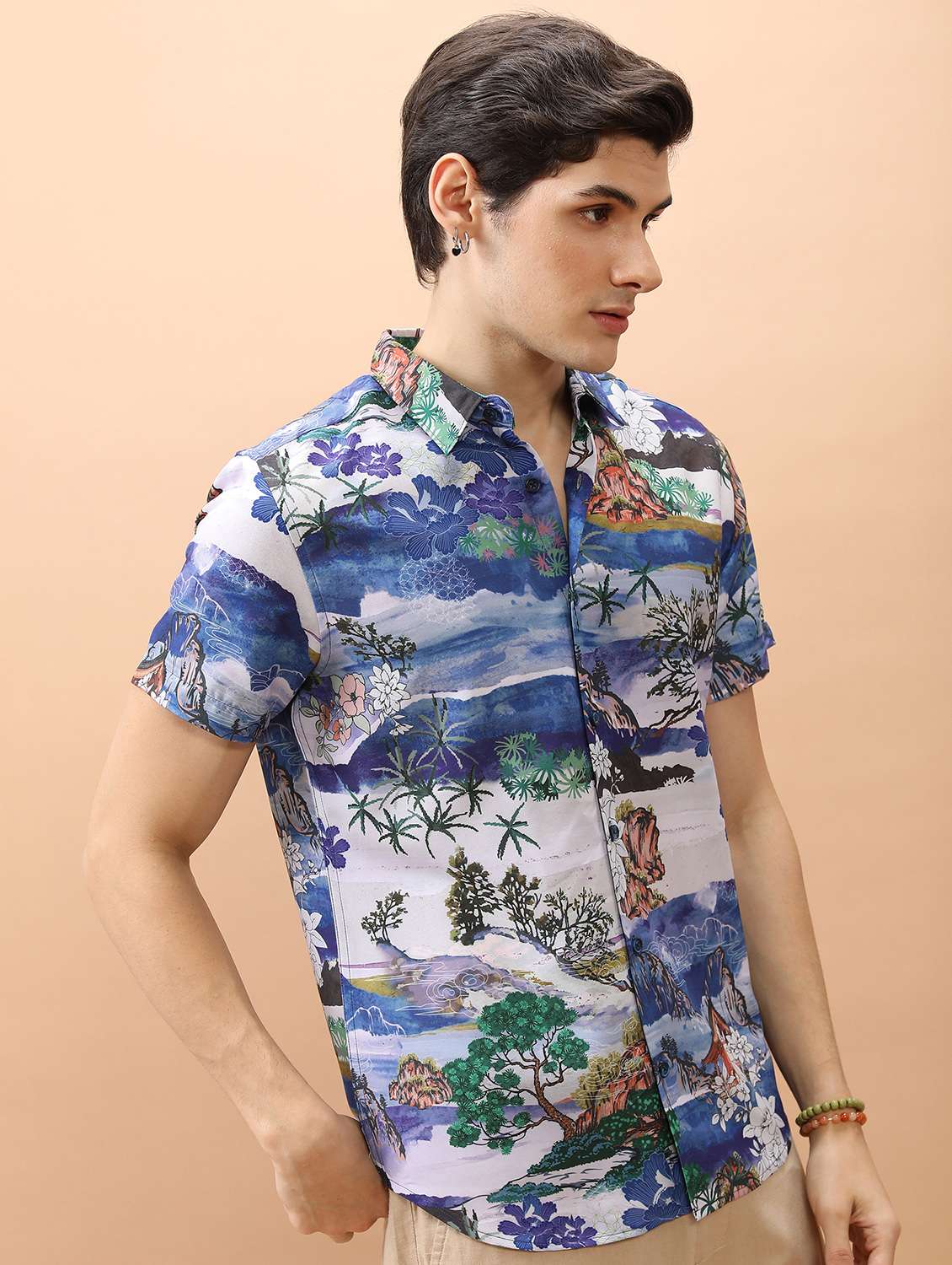 men collared printed casual shirt - 21486763 -  Standard Image - 1
