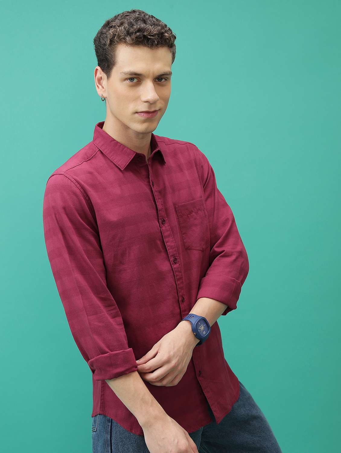 men self-designed checks casual shirt - 21486764 -  Standard Image - 1