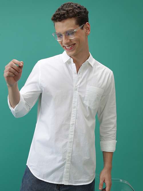 men white solid casual shirt - 21486767 - Standard Image - 0