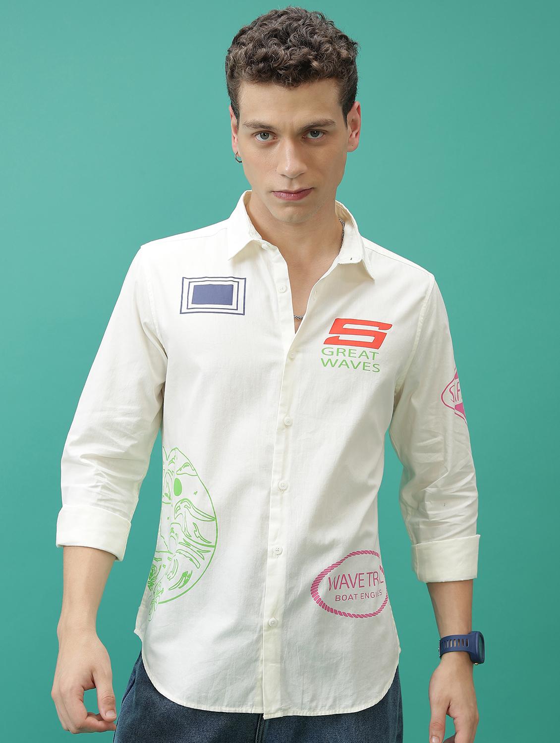 men collared printed casual shirt